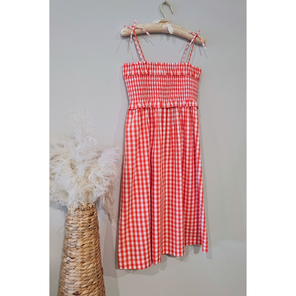 J.Crew Red Gingham Strappy Midi Girls Summer Dress